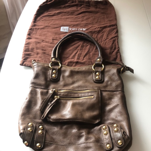 Linea Pelle Genuine Italian Brown Leather Bag - Picture 2 of 9